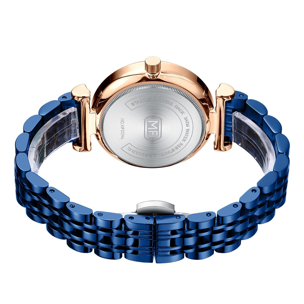MINI FOCUS Ladies Blue Wristwatch Women Rhinestone Full Diamond Watches Top Luxury Brand Waterproof Quartz Female Clock