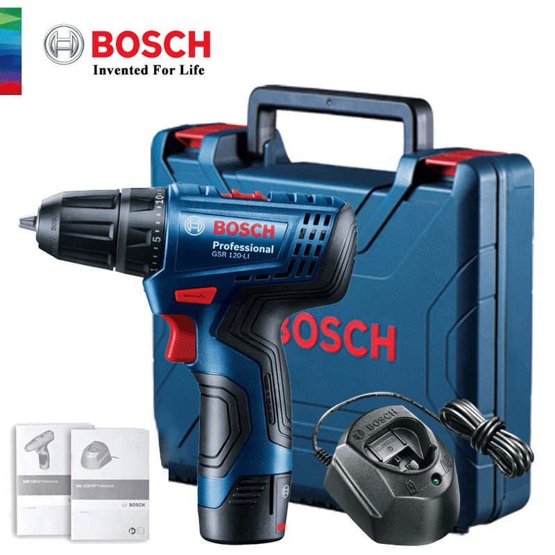 Original Bosch Electric Drill GSR 120-LI 12V Rechargeable Cordless Electric Drill Multi-function Home DIY Screwdriver Power Tool