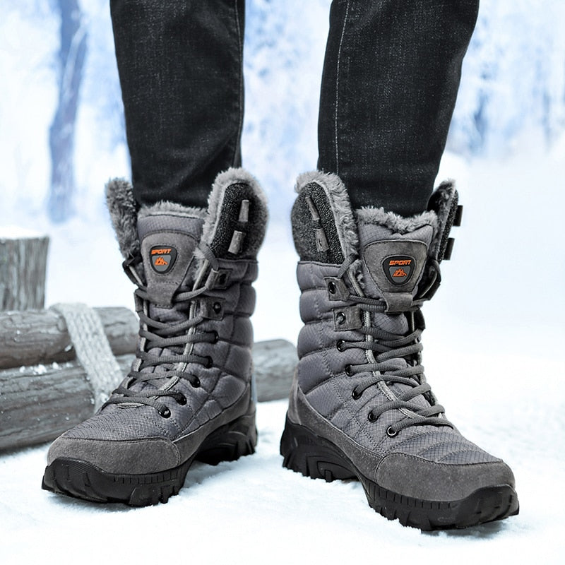 Men Winter Snow Boots Super Warm Men Hiking Boots High Quality Waterproof Leather High Top Big Size Men&#39;s Boots Outdoor Sneakers