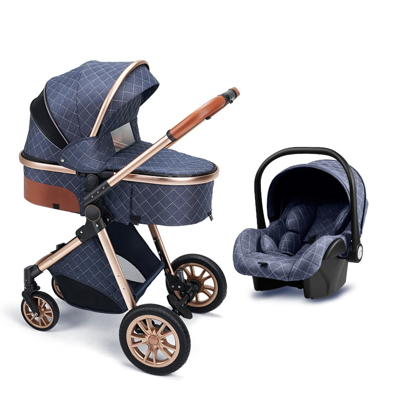 Luxury Multifunctional Baby Stroller 3 in 1 High Landscape Baby Pram Adjustable Baby Bassinet Infant Carseat Free Shipping