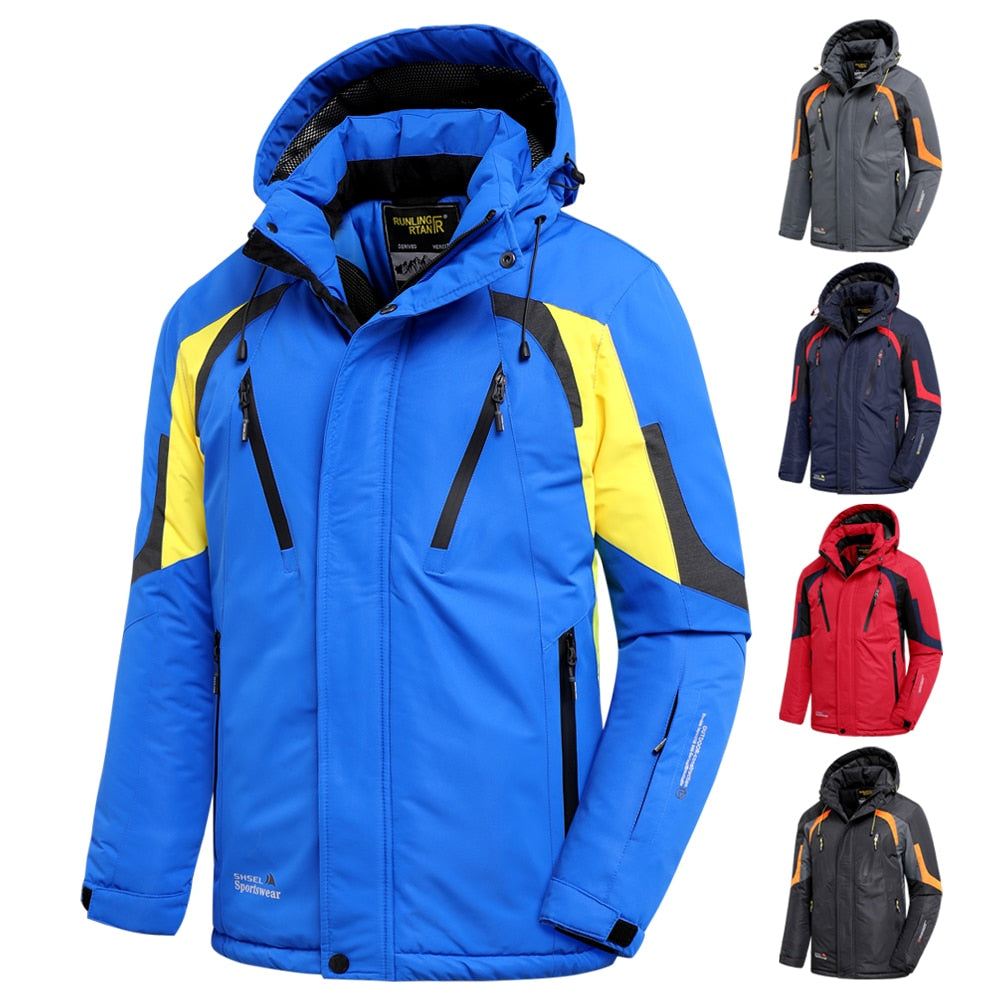 Men 2022 Winter New Outdoor Jet Ski Snow Warm Parkas Jacket Coat Men Outwear Brand Casual Hat Waterproof Thick Fleece Parka Men