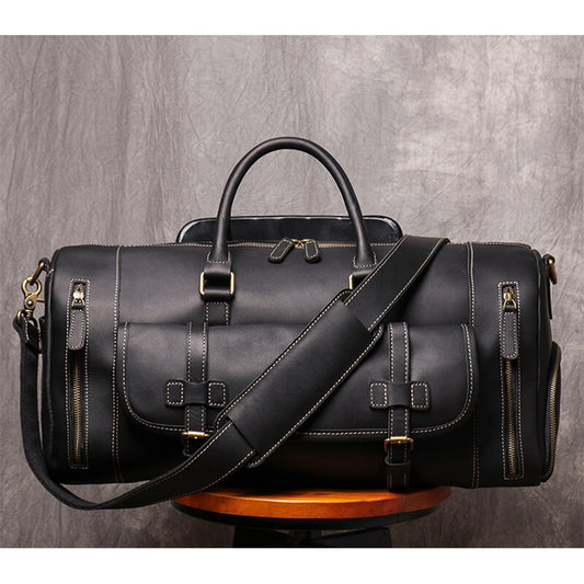 ZRCX Men&#39;s Genuine Leather Travel Bag Business Handbag First Layer Cow Leather Gym Bag Leather Duffel Bag For 13inch Laptop