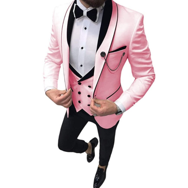 New 2021 Wedding Dress Three Piece Set Slim Fit Jacket+Trousers Double Breasted Vest Luxurious Tuxedo High Quality Blazers