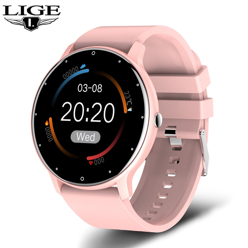 LIGE 2021 Smart watch Ladies Full touch Screen Sports Fitness watch IP67 waterproof Bluetooth For Android iOS Smart watch Female