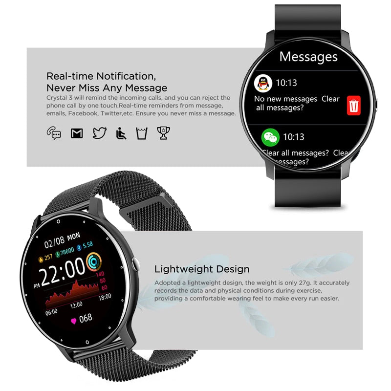 LIGE 2021 Smart watch Ladies Full touch Screen Sports Fitness watch IP67 waterproof Bluetooth For Android iOS Smart watch Female