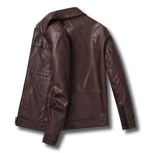 Men Jacket Leather 2020 News Motorcycle Men&#39;s Leather Lapel Versatile Personality Slimming Zipper Pocket Men&#39;s Wash Leather Coat