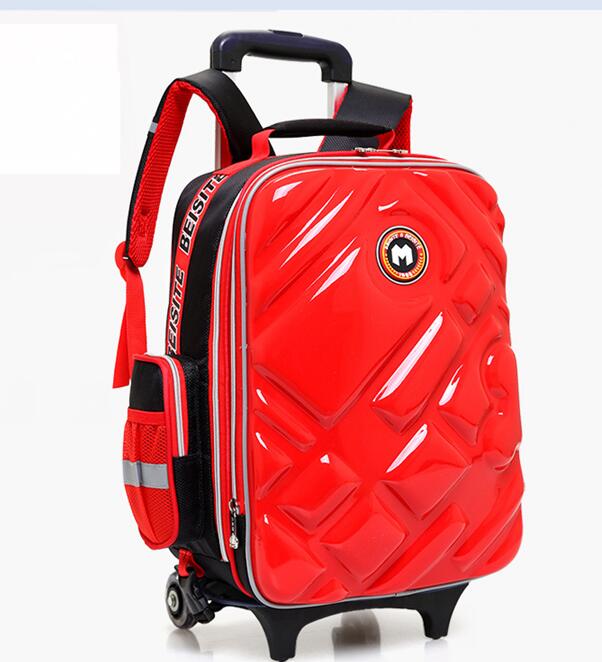 3D  Boy&#39;s trolley Bag with wheels for school Kids Rolling Bag on wheels Children&#39;s Travel Bag 6 wheels School Trolley Backpack