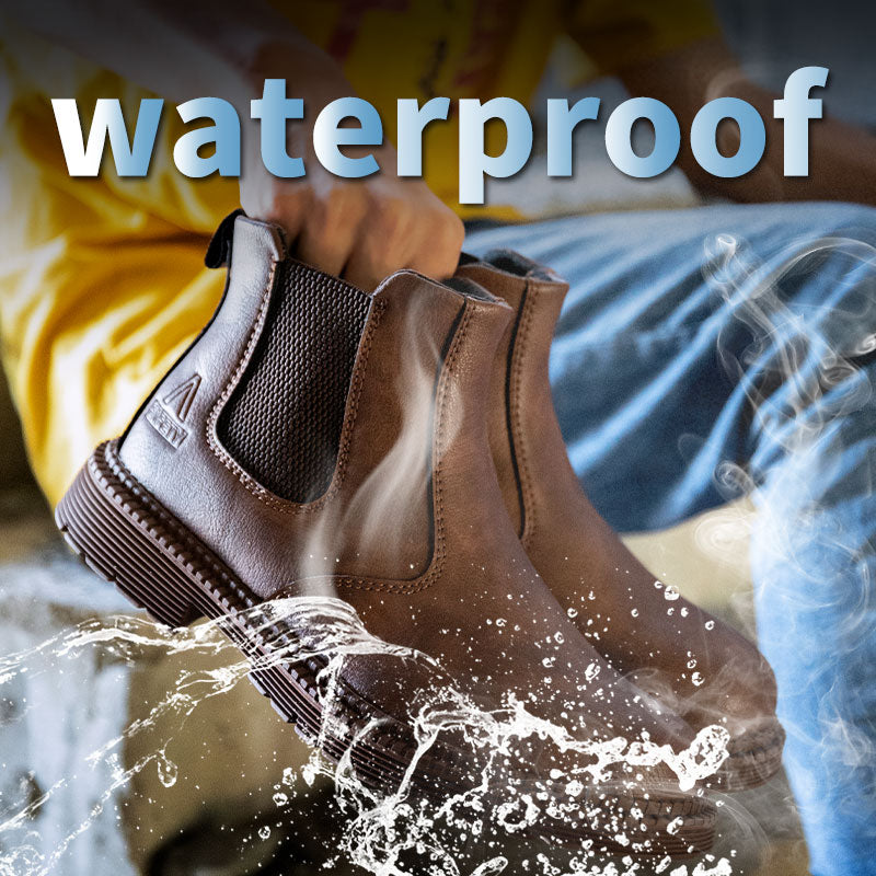 Waterproof Safety Work Shoes For Men Chelsea Steel Head Leather Boots Male Footwear Indestructible Construction Security Boots