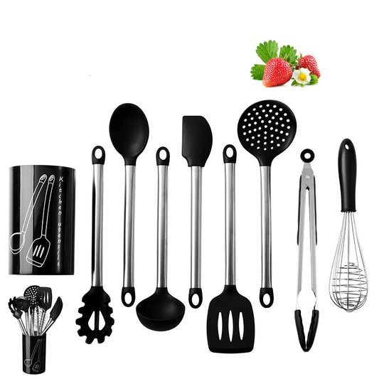 9pcs/set Silicone Turner Soup Spoon Spatula Scraper Pasta Server Egg Beater Kitchen Utensils Cooking Tools Kitchenware Set