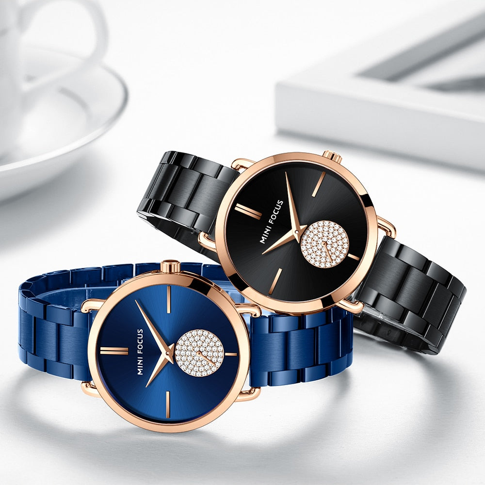New MINI FOCUS Fashion Women&#39;s Watches Quartz Ladies Top Brand Luxury Waterproof Stainless Steel Clock Relogio Feminino gift box