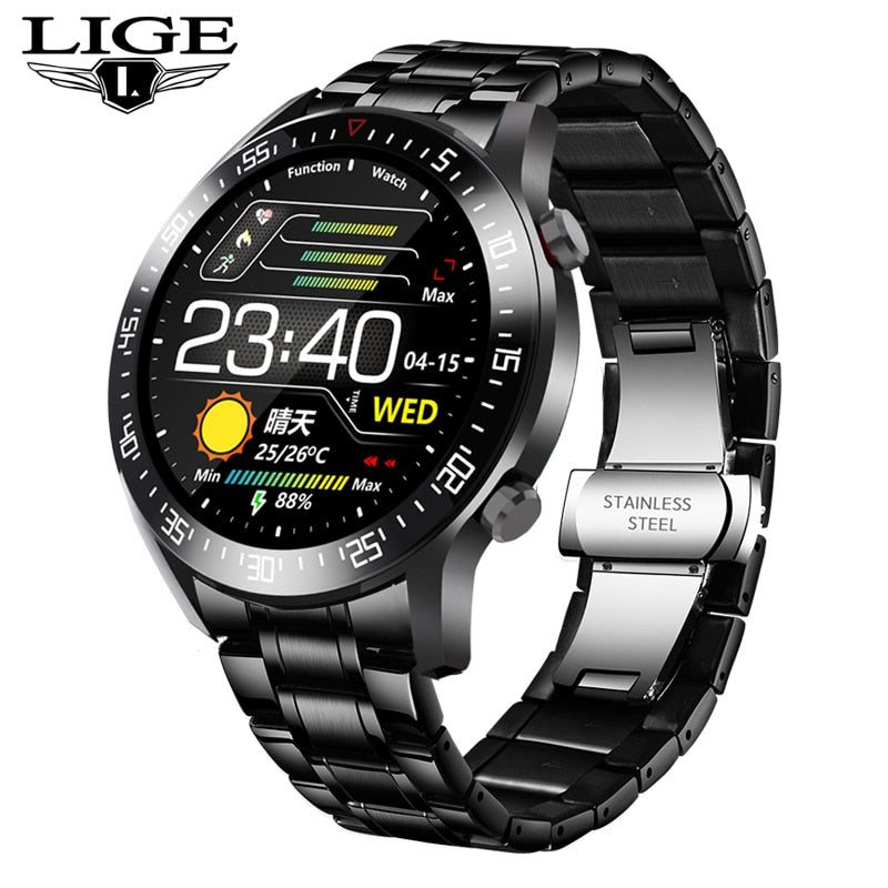 LIGE New 2021 Smart Watch Men Heart Rate Blood Pressure Information Reminder Sport Waterproof Smart Watch for Android IOS Phone