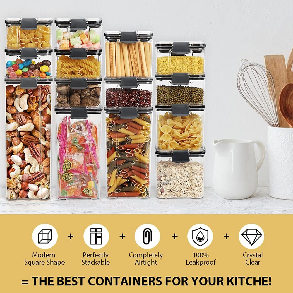 Food Storage Box 4 Different Capacity Plastic Sealed Cans Kitchen Box Transparent Food Canister Keep Fresh New Clear Container