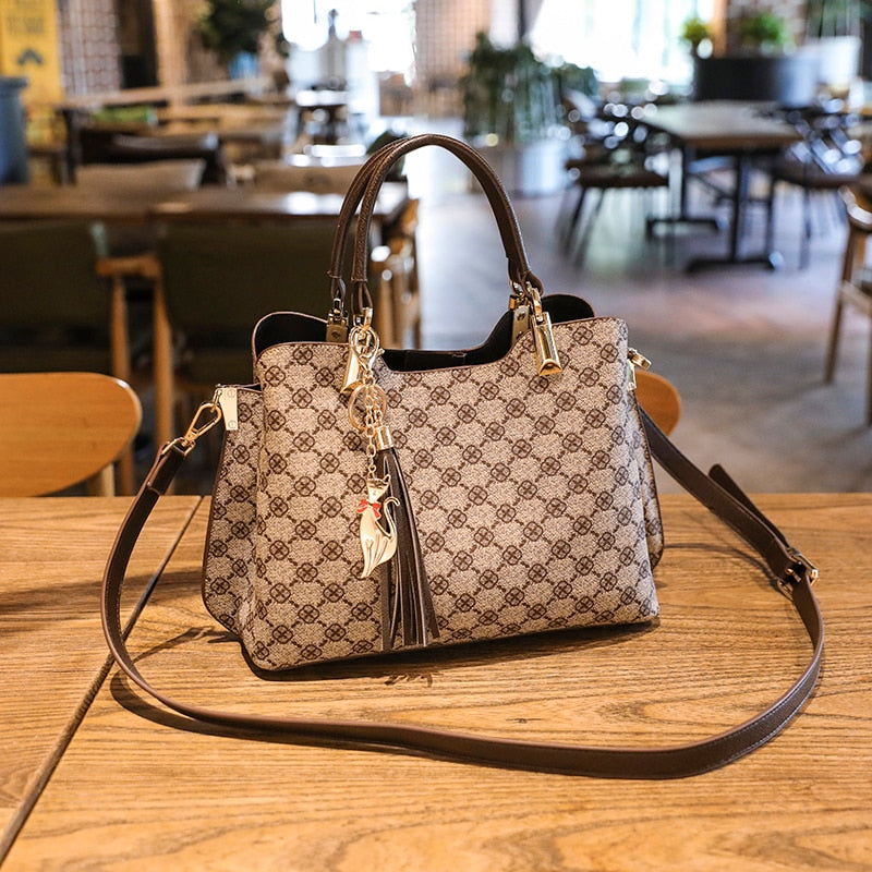 Shoulder Bag For Women 2020 2021 New Luxury Designer Crossbody Leather Vintage Fashion Ladies Shopper Mahjong Plaid Big Handbags