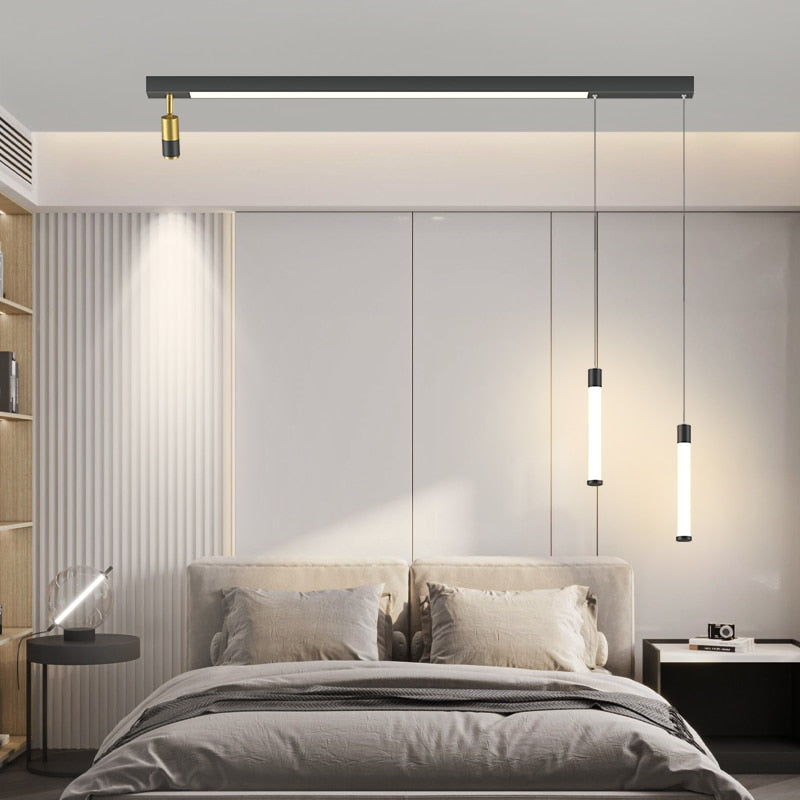Modern Long LED Chandeliers Lamp, Suitable For Bedroom, Corridor And Dining Room,black ,Gold Frame, 80 100 120cm Can Be Selected