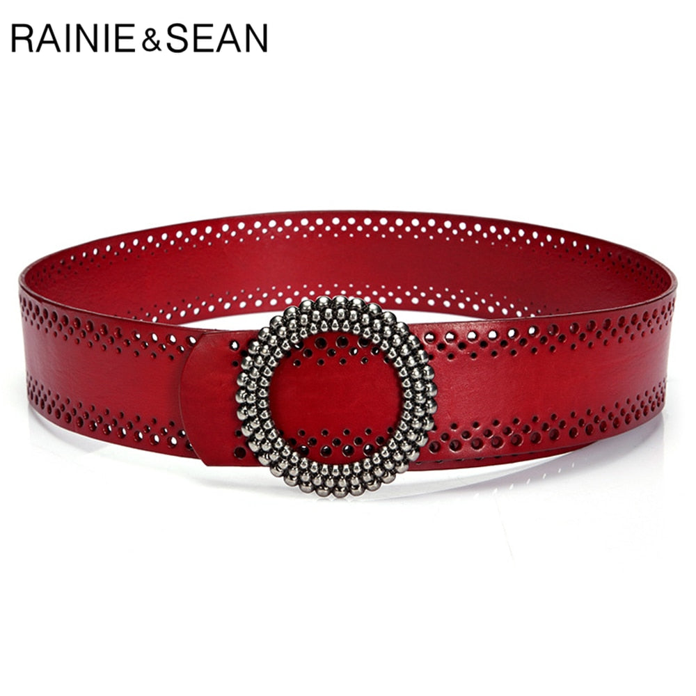 RAINIE SEAN Blackish Green Women Belt No Hole Ladies Belts for Dresses Real Leather High Quality Apparel Accessories 100cm