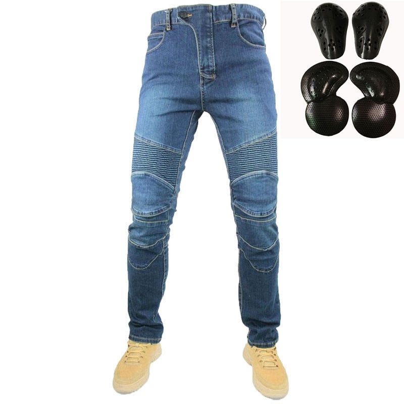 Jeans - Brand New 4 Season Motorcycle Leisure Motocross Pants Outdoor Riding Jeans With Obscure Protective Equipment Knee Gear Hip Pads