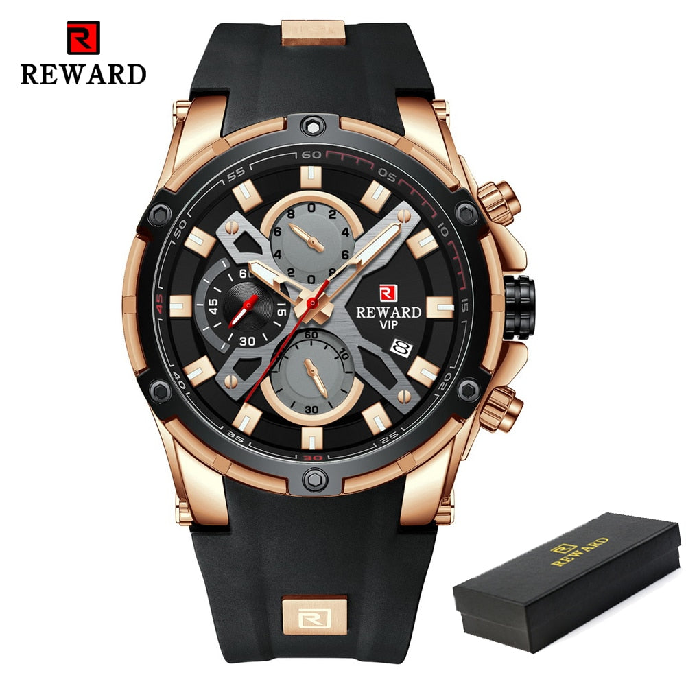 2022 New REWARD Mens Watches Blue Waterproof Top Luxury Brand Chronograph Sport Watch Quartz For Men Wristwatch Military Male