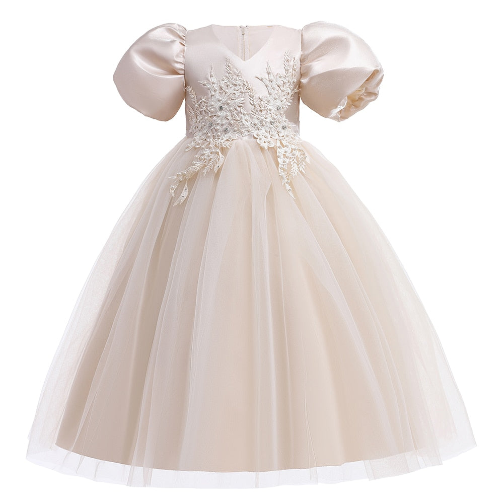 Baby Girls Flower Princess Ball Gown Party Tutu Trailing Dress For Brithday Wedding Kids Christmas Dresses Children Clothing