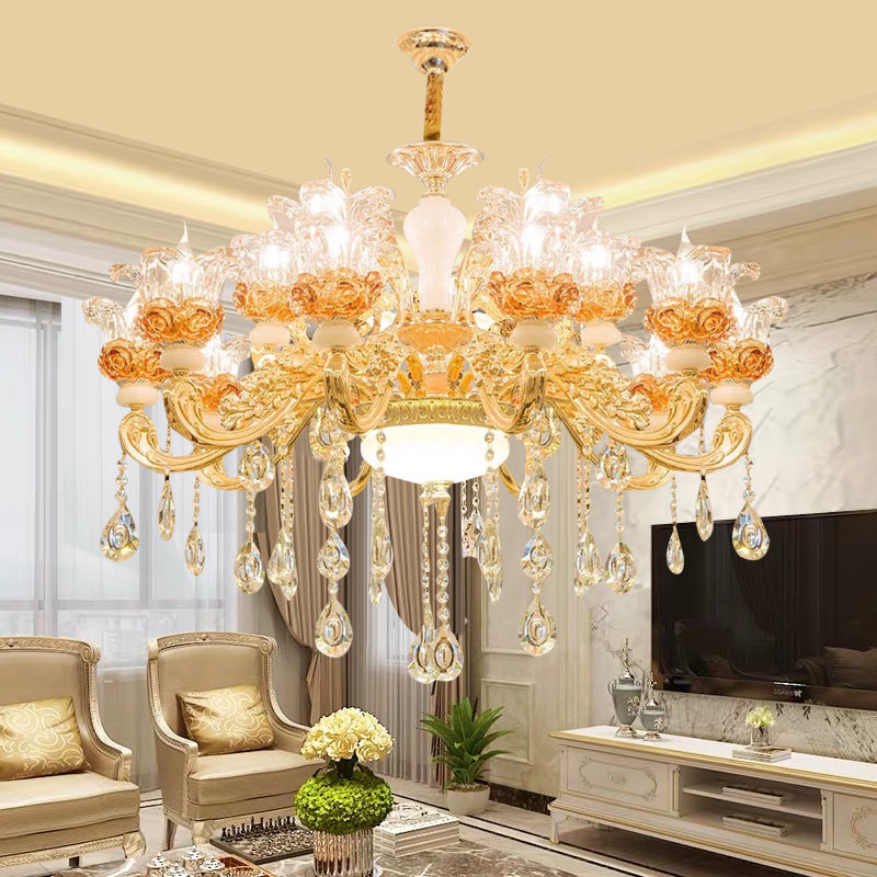 Nordic Luxury Gold Crystal LED Ceiling Chandelier LOFT Villa Lustre LED Pendant Lamp Living Room Hotel Hall Decor Hanging Lamps