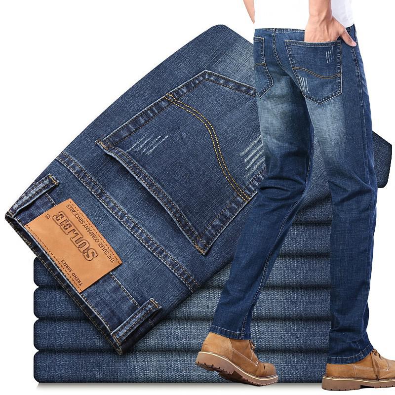 2021 New Sulee Top Brand Business Jeans Stretch Slim Denim Pants Men&#39;s Casual Full Casual  Jeans