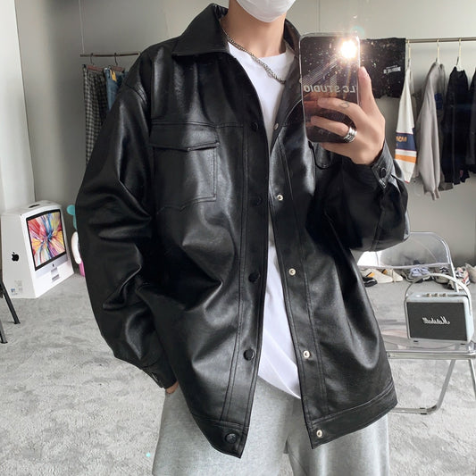 Autumn Winter PU Jackets Men Solid Color Leather Coat Casual Motorcycle Biker PU Jacket Classic Black Male Clothes Plus Size 5XL