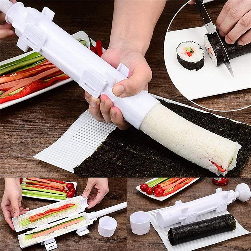 Quick Diy Sushi Maker Set Machine Rice Mold Bazooka Roller Kit Vegetable Meat Rolling Tool DIY Kitchen Tools Gadgets Accessories