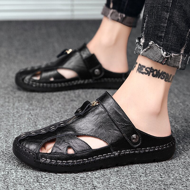 Summer New Men Sandals Comfortable Breathable Handmade Sewing Leisure Beach Outdoor Slip-on Lightweight High Quality Trekking