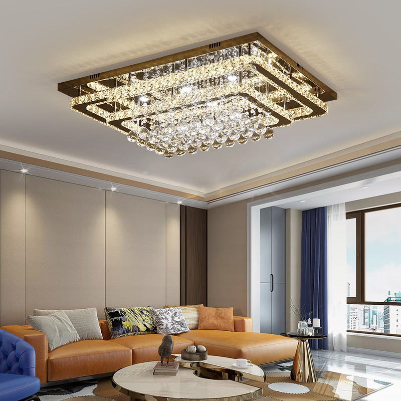 Luxury silver ceiling lamp living room modern crystal ceiling lights bedroom led Ceiling Lamps dining crystal Fixtures kitchen