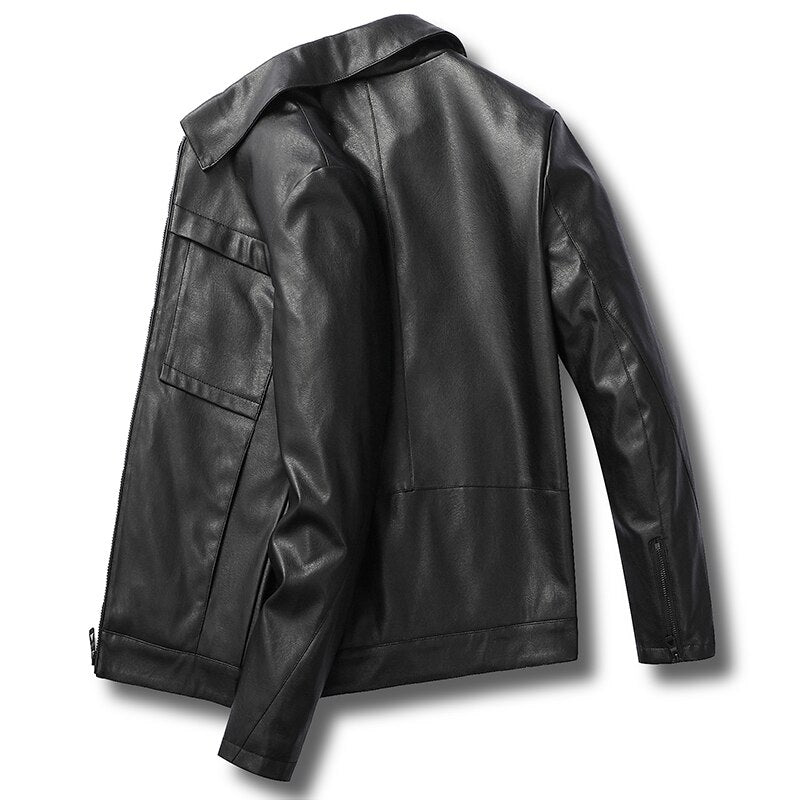 Men Jacket Leather 2020 News Motorcycle Men&#39;s Leather Lapel Versatile Personality Slimming Zipper Pocket Men&#39;s Wash Leather Coat