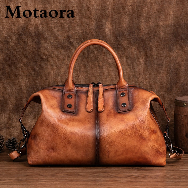 2022 New Hand Painted Women Handbag Luxury Genuine Cowhide Leather Dumpling Bag Large Capacity Vintage Top-handle Bag For Female