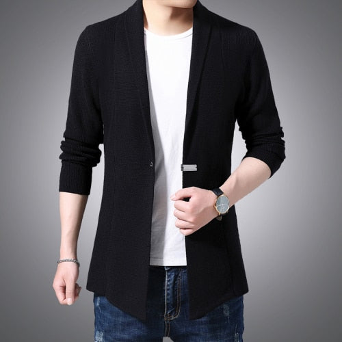 Cardigan Mens Sweaters Spring Autumn Men Casual Cardigan Jacket Man Solid Color Long Sweater Windbreaker Single Button Coats