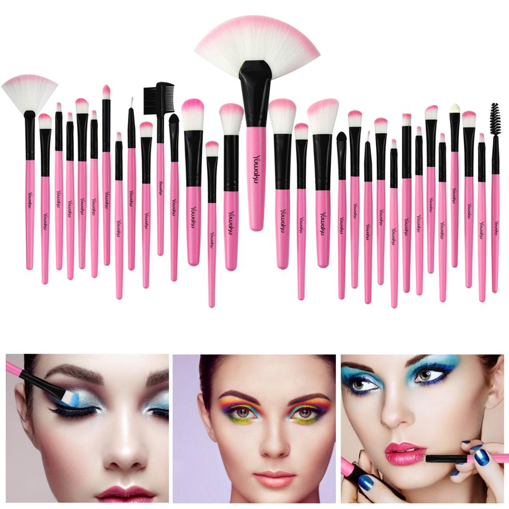 32Pcs Makeup Brush Sets Professional Cosmetics Blusher Tools Eyebrow Powder Makeup Sponge Soft Hair Foundation Shadows With Bag