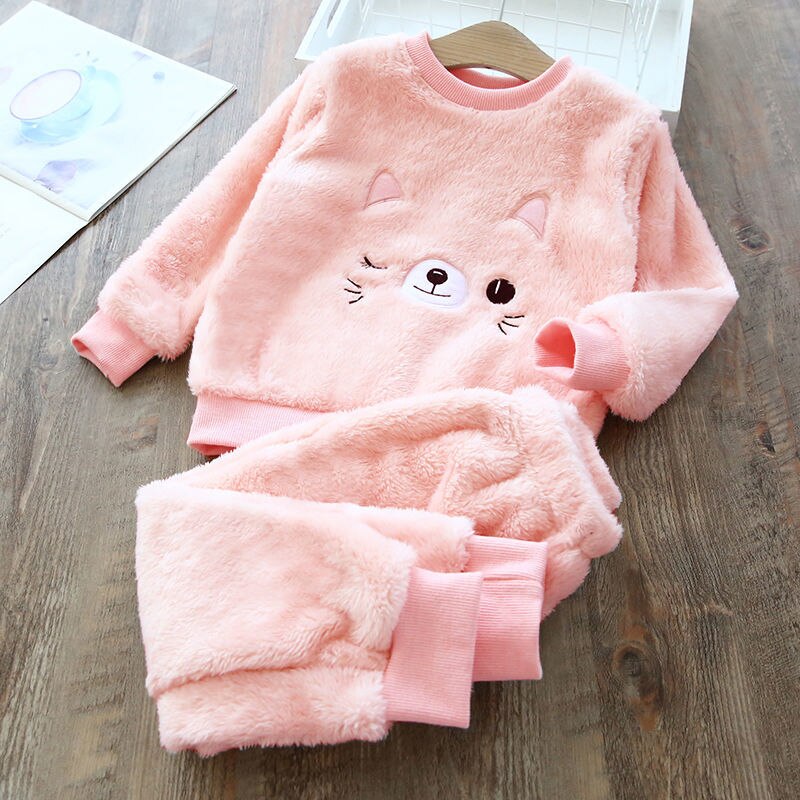 Kids Clothes Flannel Baby Pyjamas Winter Lounge Set Long Johns Kids Clothes Girls Loungewear Clothes Boys Sleepwear Pyjamas Suit