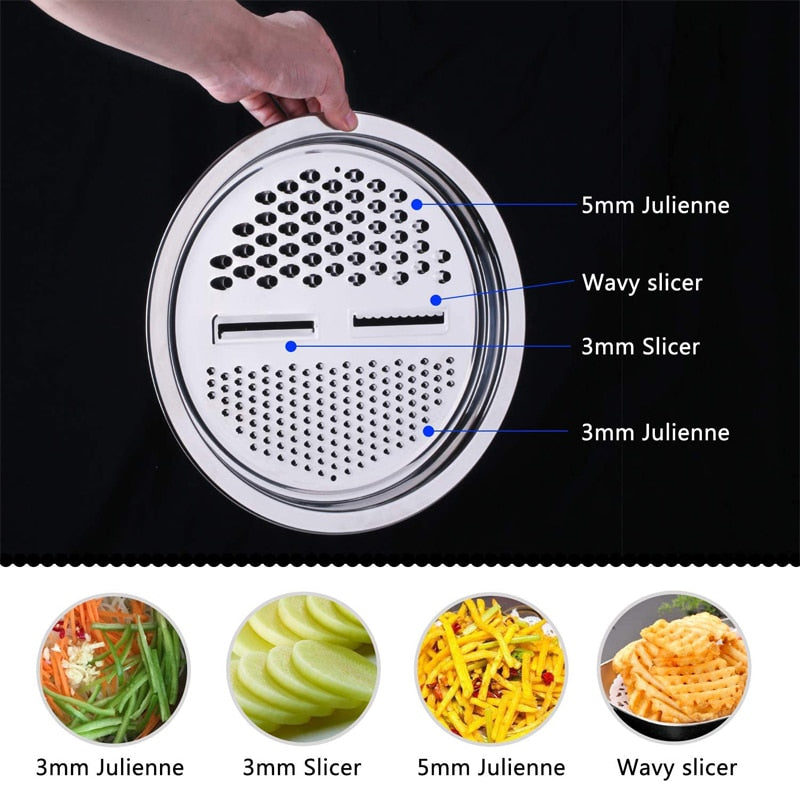 LMETJMA 3 in 1 Vegetable Slicer Cutter Drain Basket Stainless Steel Vegetable Julienne Grater Salad Maker Bowl KC0410