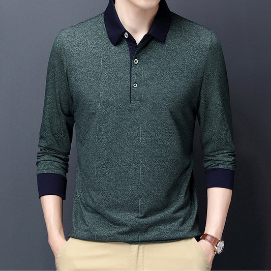 MIACAWOR New Spring Brand Polo Shirts Men Solid Color Long Sleeve Slim Fit Boys Korean Casual Tops Tees Men Clothing T950