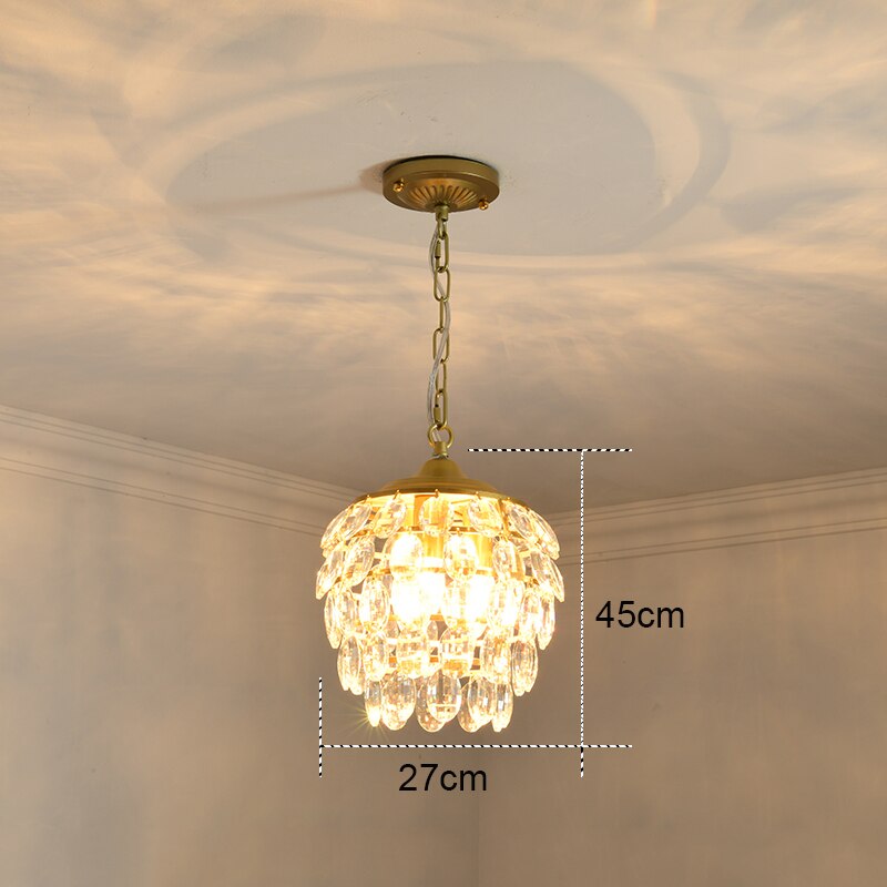 Modern Gold Crystal Small Round Ceiling Chandelier For Corridor Aisle Balcony Bedroom Living Room Led Home Indoor Light Fixtures