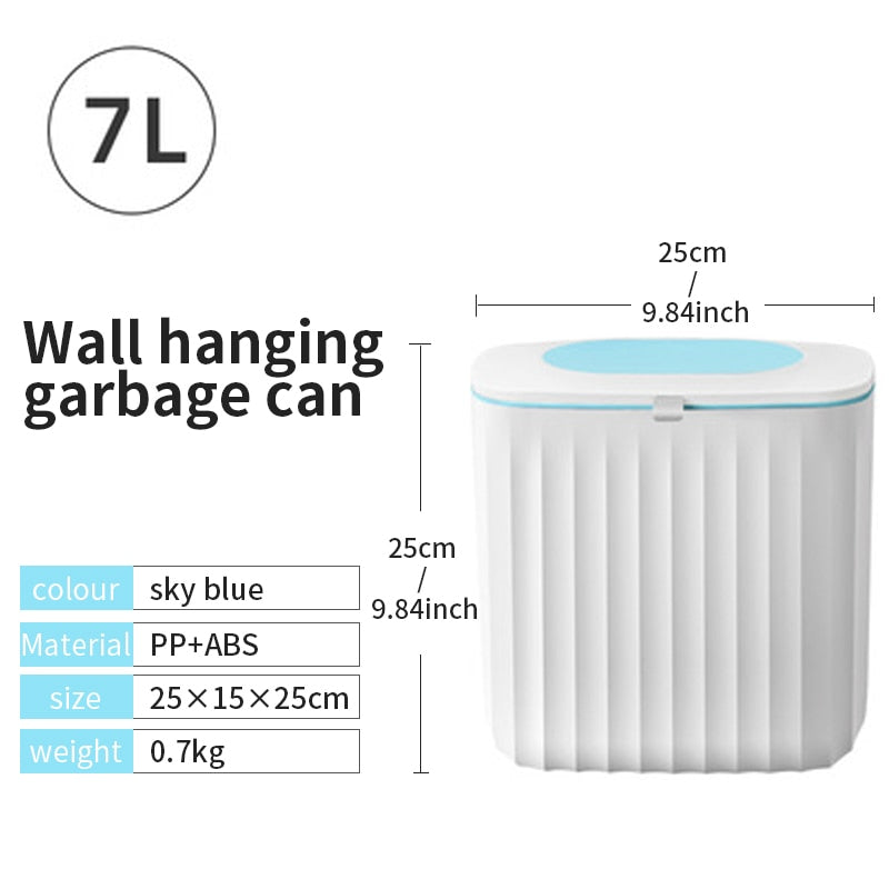 Hanging Trash Can 7L Kitchen Cabinet Door Garbage Bin Wall Mounted Under Sink Trash Can Kitchen Compost Bin