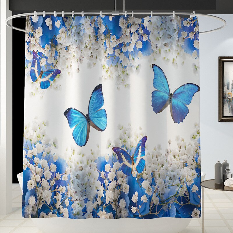 Floral Bath Mat and Shower Curtain Set Shower Curtain with Hooks Bath Rugs Anti Skid Bathroom Carpet Toilet Foot Pad Bath Mat