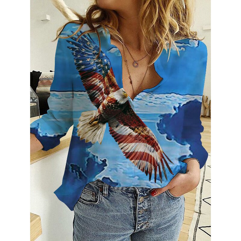 Autumn Women Print Simple Single Breasted Shirt Lady Long Sleeve Office Blouses Harajuku Aesthetic Vintage Oversize Female Tops