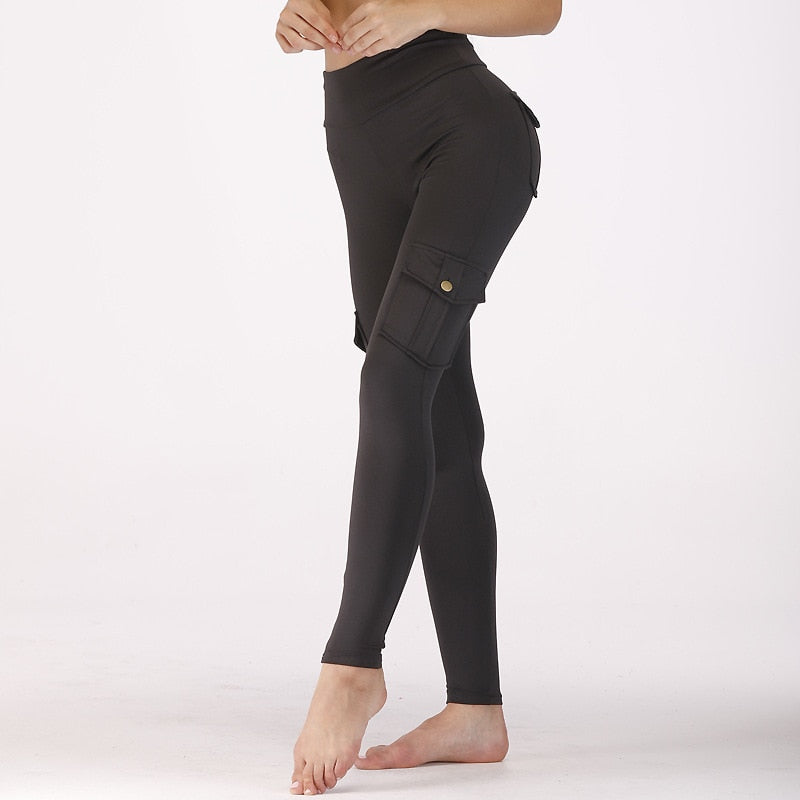NORMOV Women Slim Leggings High Waist Elastic Push Up Four Pockets Legging Female Workout Fitness Leggins Femme Casual New