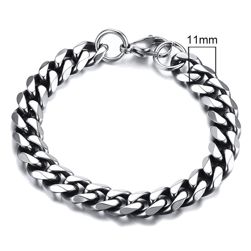 Vnox 3-11mm Chunky Miami Curb Chain Bracelet for Men, Stainless Steel Cuban Link Chain Wristband Classic Punk Heavy Male Jewelry