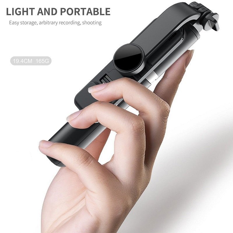 FANGTUOSI Wireless bluetooth selfie stick foldable mini tripod with fill light shutter remote control for IOS Android