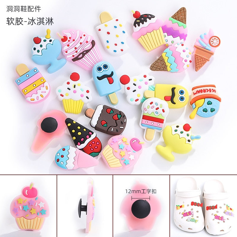 Shoe Charms Decoration Buckle carton chocolate ice cream fruit acrylic M JIBZ DIY combiation for croc friend gift 10pcs/set