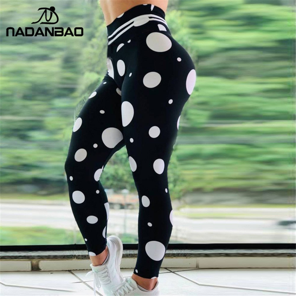 NADANBAO New 2022 Fitness Leggings Women Sporting Fitness Legging For Woman Circle Printed Workout High Waist Leggins Plus Size