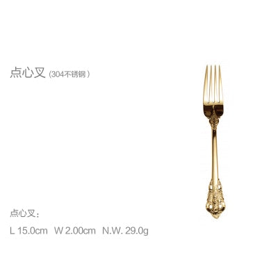 Golden Luxury Dinner Set Vintage Western Gold Plated Cutlery Stainless Steel Knife Fork Set Vintage Kitchen Untensile