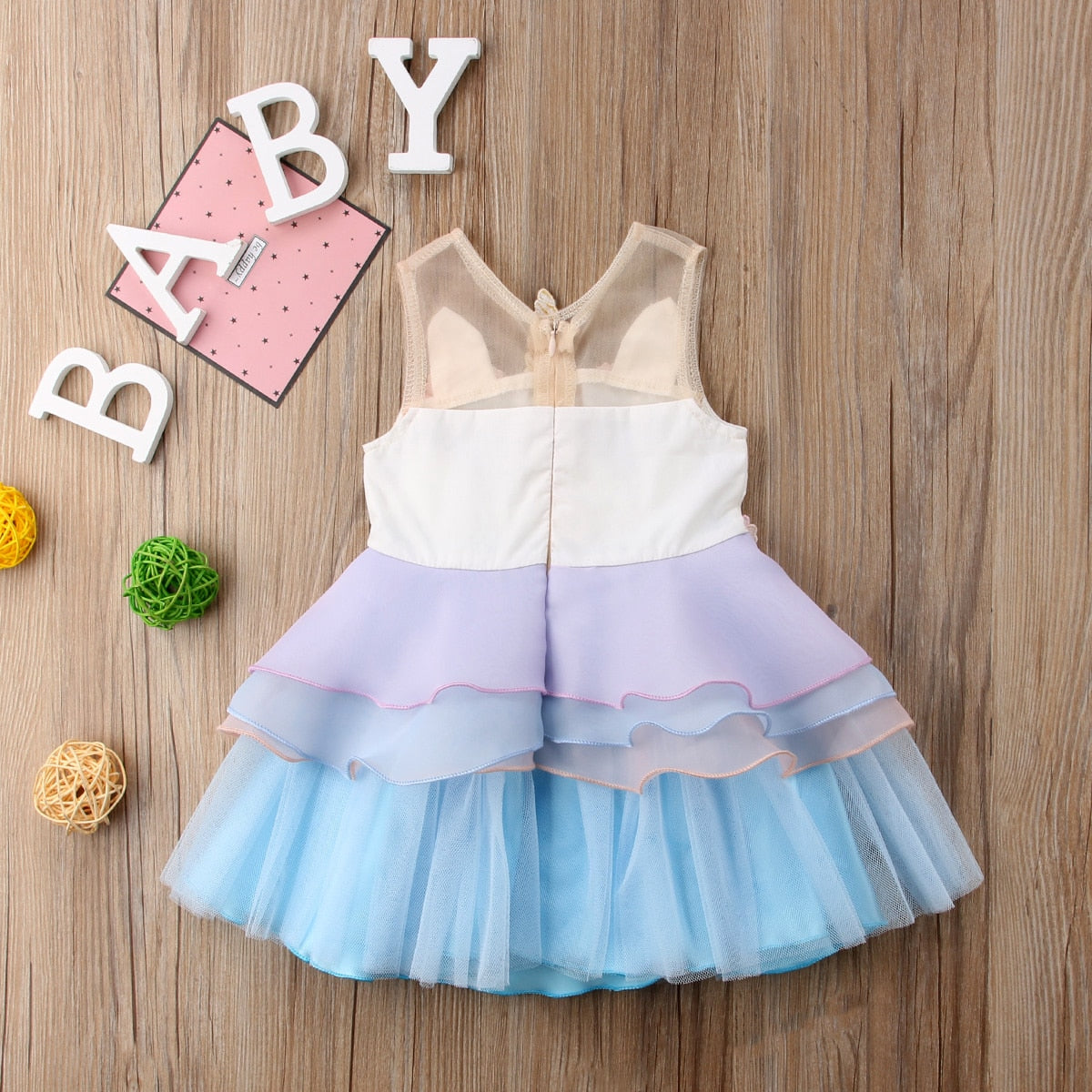 Citgeett Summer Cute Newborn Kids Baby Girl Sleeveless Unicorn Embroidery Party Pageant Dress 3D Sundress Ruffle Fashion Clothes