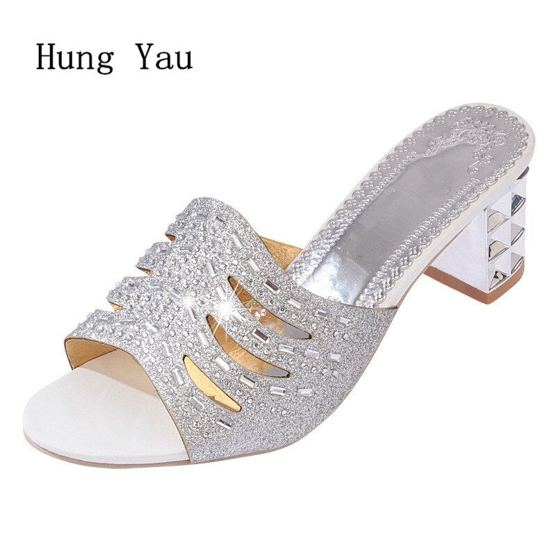 Woman Sandals Shoes 2018 Summer Style Wedges Pumps High Heels Rhinestone Gladiator Sandals Shoes Women Fashion Slippers Shoes