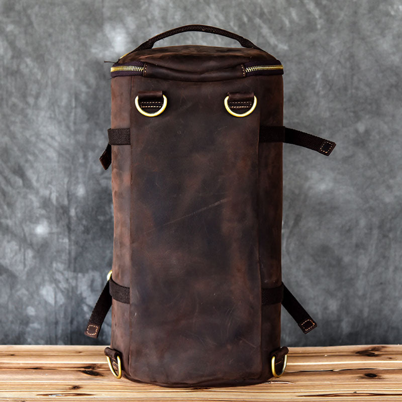 Genuine Leather Backpack Men Handbag Shoulder Crossbody Bag Male Small Travel Back Pack Bucket Bags Crazy Horse Leather