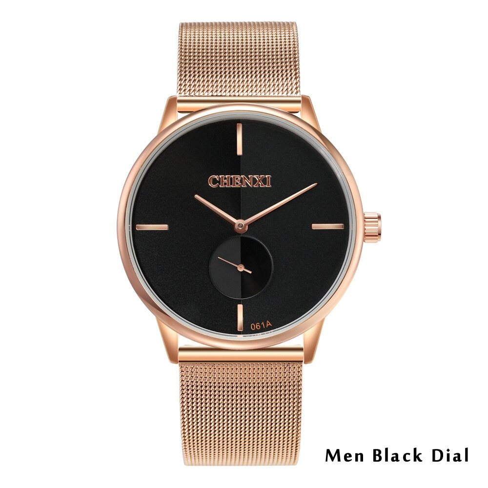 CHENXI Brand New Fashion Couple Wristwatches Waterproof Men Clock Lover Rose Gold Women Dress Watches Ladies Quartz Watch Gift