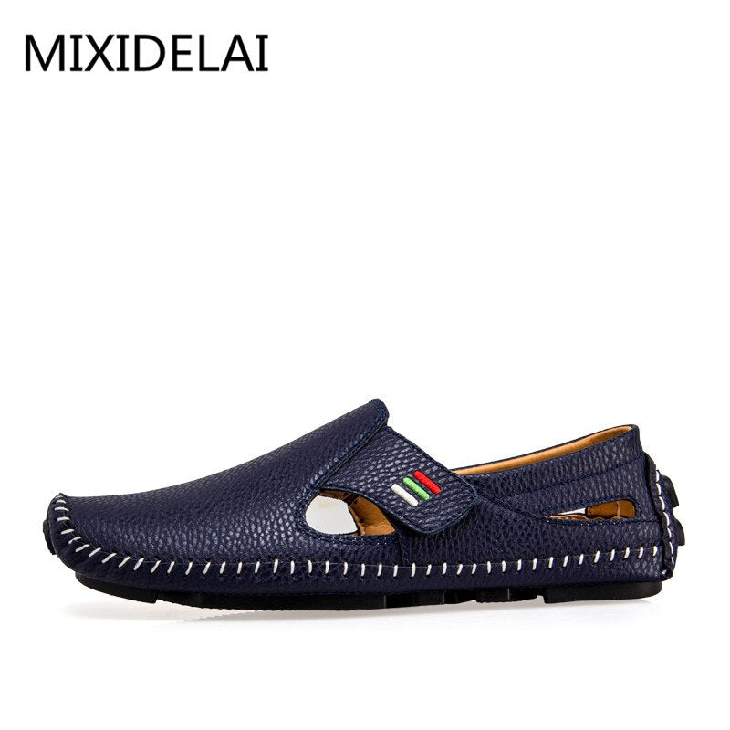 MIXIDELAI Fashion Moccasins For Men Loafers Summer Walking Breathable Casual Shoes Men Hook&amp;loop Driving Boats Men Shoes Flats